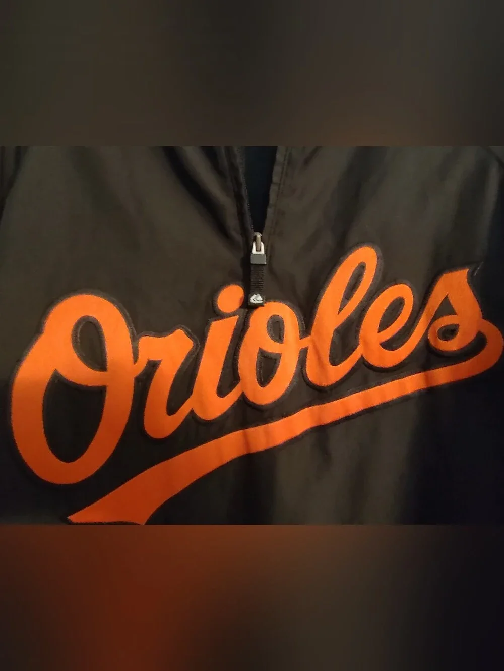 Majestic Baltimore Orioles MLB Pullover Windbreaker Jacket Black/Orange Adult XL